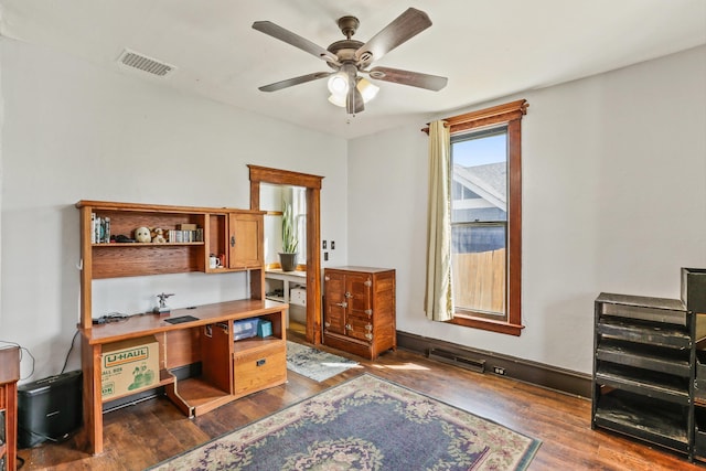 524 W Montgomery Ave, Spokane, WA 99205 - office area with ceiling fan and dark wood-style flooring