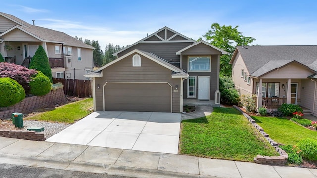 5019 W W Prosperity Ln, Spokane, WA 99208 - view of front of home featuring an attached garage, driveway, and covered porch