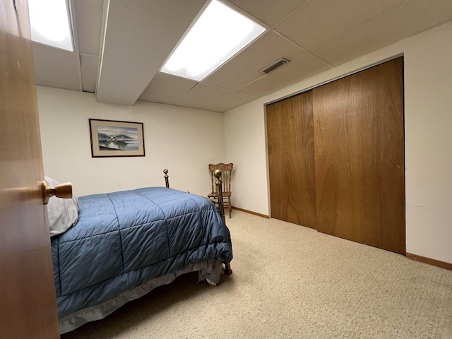 4605 W Pinto Rd, Cheney, WA 99004 - bedroom featuring a paneled ceiling, carpet flooring, and a closet