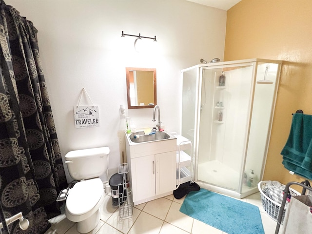 1572 E 20th Hwy, Colville, WA 99114 - bathroom with vanity, a shower stall, and tile patterned flooring