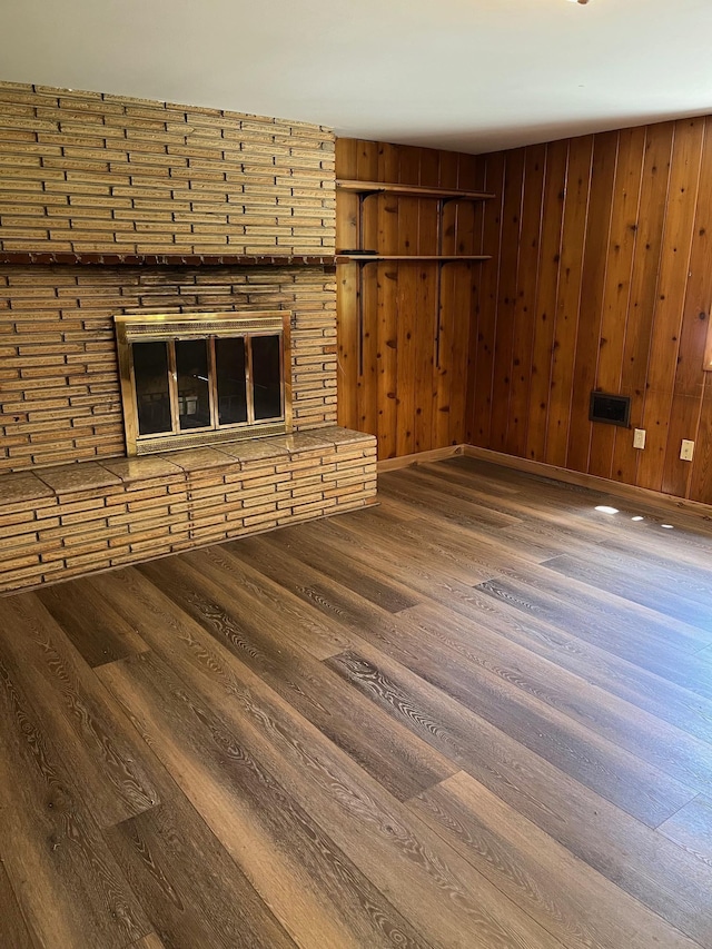 10520 N College Cir, Spokane, WA 99218 - unfurnished living room with wood finished floors and wood walls