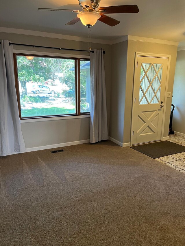 10520 N College Cir, Spokane, WA 99218 - carpeted empty room featuring crown molding and a ceiling fan