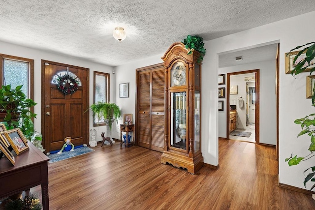 4821 S Conklin Rd, Greenacres, WA 99016 - entrance foyer with healthy amount of natural light, wood finished floors, and a textured ceiling
