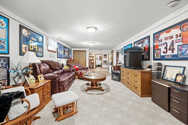 4821 S Conklin Rd, Greenacres, WA 99016 - living room featuring carpet and a textured ceiling