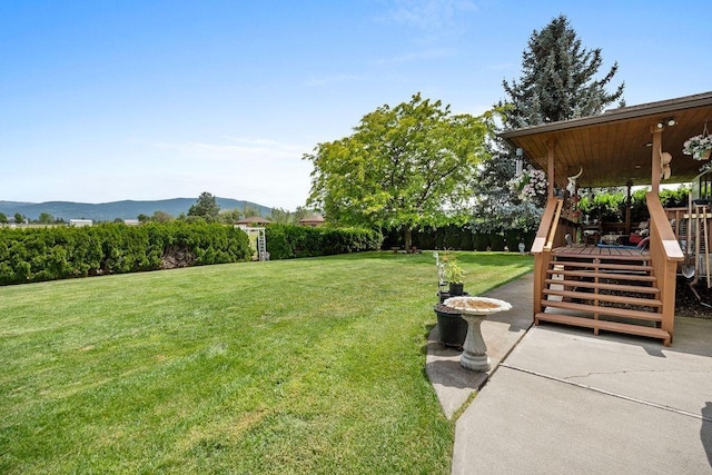4821 S Conklin Rd, Greenacres, WA 99016 - view of green lawn with a deck with mountain view