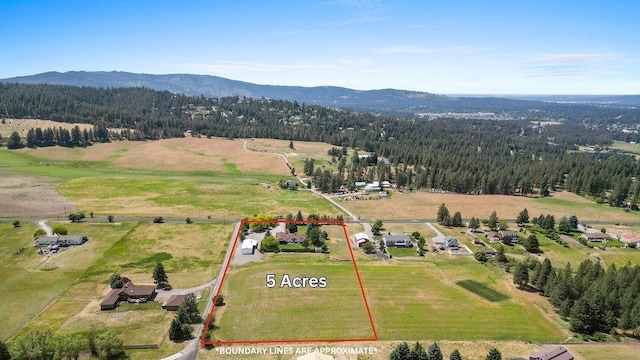 4821 S Conklin Rd, Greenacres, WA 99016 - view of property location with property parcel outlined and a mountain backdrop