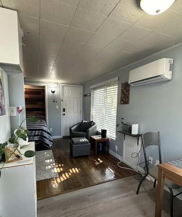 820/828 W 11th Ave, Spokane, WA 99204 - living area with a wall mounted AC and wood finished floors