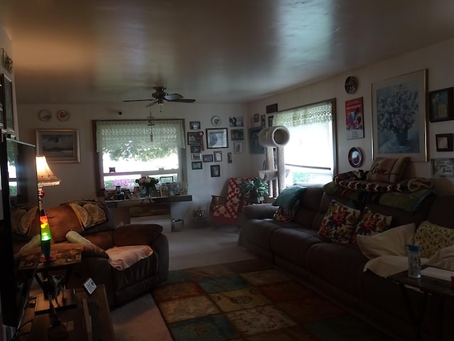 210 W Bartlett St, Oakesdale, WA 99158 - living room featuring ceiling fan