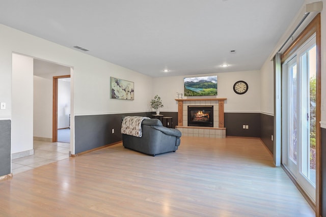 15618 N Chronicle Ct, Mead, WA 99021 - living room featuring light wood finished floors, a fireplace, and recessed lighting