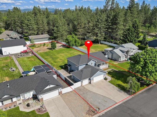 15618 N Chronicle Ct, Mead, WA 99021 - aerial perspective of suburban area featuring property boundaries highlighted