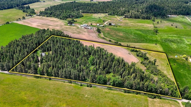 41925 N Grove Rd, Deer Park, WA 99006 - overview of rural landscape with a heavily wooded area and property boundaries highlighted
