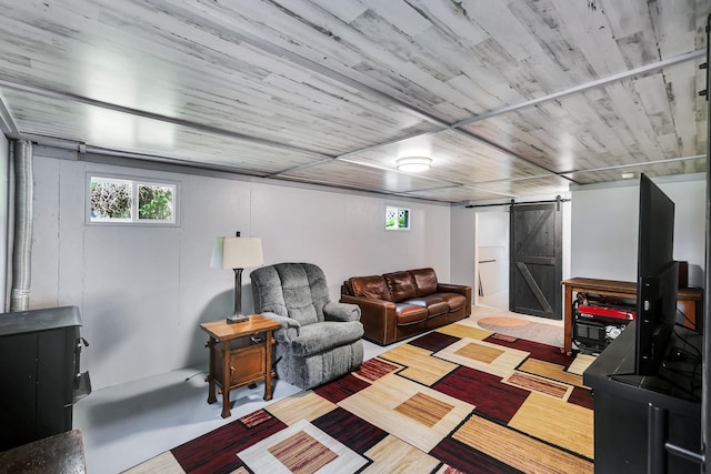 882 Diamond Creek Rd, Newport, WA 99156 - living area featuring a barn door and wood finished floors