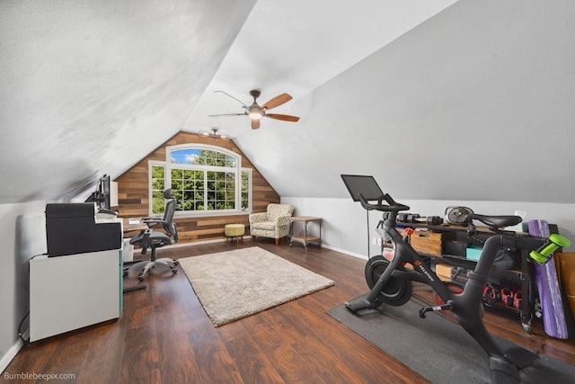 1629 S Royal St, Spokane, WA 99224 - office space with a ceiling fan, wood finished floors, and vaulted ceiling