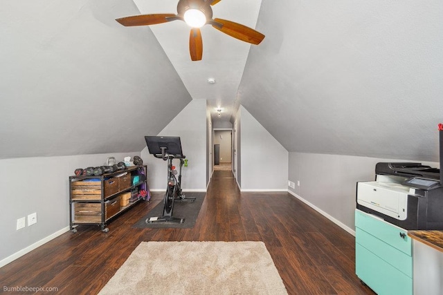 1629 S Royal St, Spokane, WA 99224 - office with wood-type flooring, a ceiling fan, and vaulted ceiling