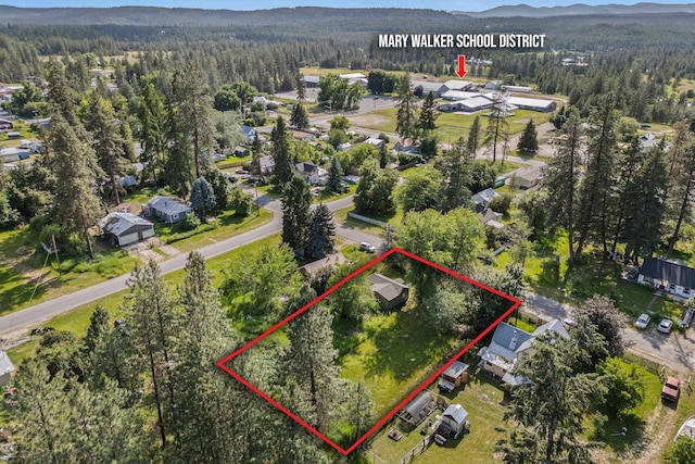 610 N 1st St, Springdale, WA 99173 - aerial view of property's location with a heavily wooded area and property parcel outlined