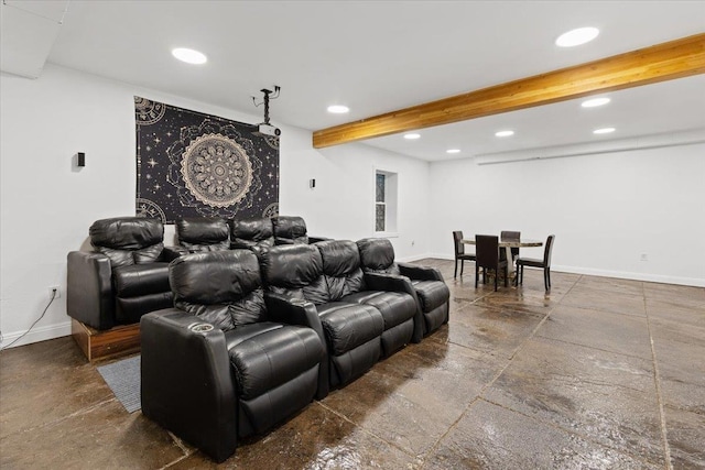 12710 E Kronquist Rd, Mead, WA 99021 - home theater featuring beamed ceiling and recessed lighting