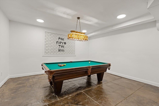 12710 E Kronquist Rd, Mead, WA 99021 - rec room with concrete flooring, billiards table, and recessed lighting