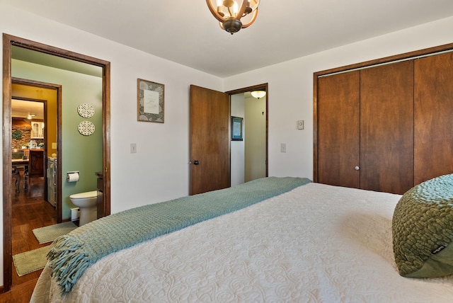 25210 E Bradshaw Rd, Fairfield, WA 99012 - bedroom with wood finished floors, a closet, and ensuite bath