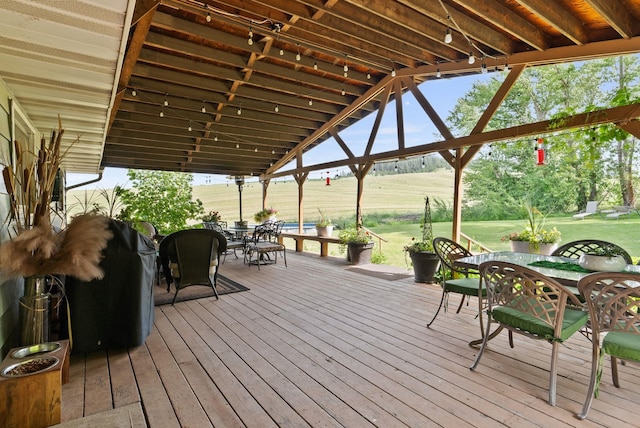 25210 E Bradshaw Rd, Fairfield, WA 99012 - wooden deck featuring outdoor dining space and a yard