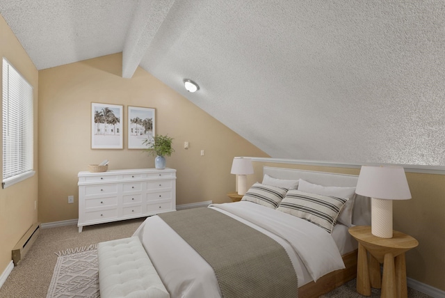 8612 N Mayfair Rd Unit 6, Spokane, WA 99208 - bedroom featuring a baseboard radiator, a textured ceiling, and carpet