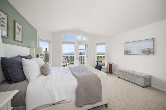 8422 E Sandlewood Ln, Spokane, WA 99217 - carpeted bedroom featuring access to outside and vaulted ceiling