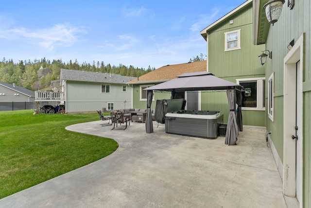5981 Blackstone Way, Nine Mile Falls, WA 99026 - view of patio / terrace with a gazebo, an outdoor hangout area, and a hot tub