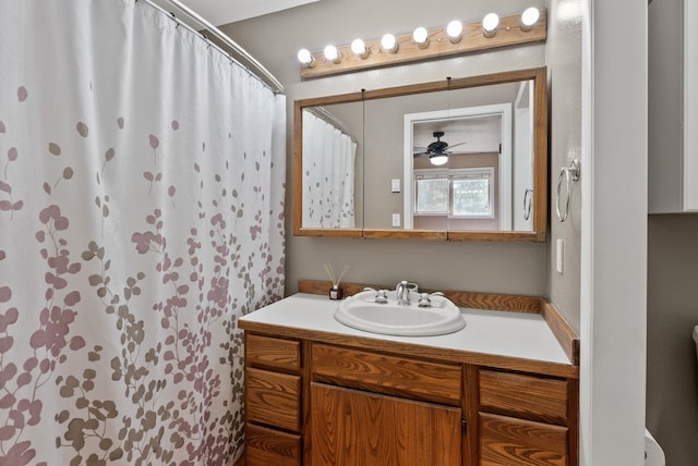 15007 W Willynwood Ln, Nine Mile Falls, WA 99026 - full bath featuring vanity, a shower with curtain, and ceiling fan