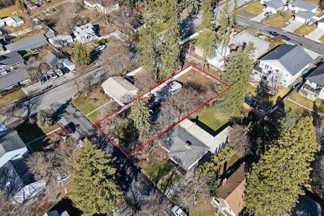 1409 E 36th Ave, Spokane, WA 99203 - aerial view of residential area featuring property parcel outlined