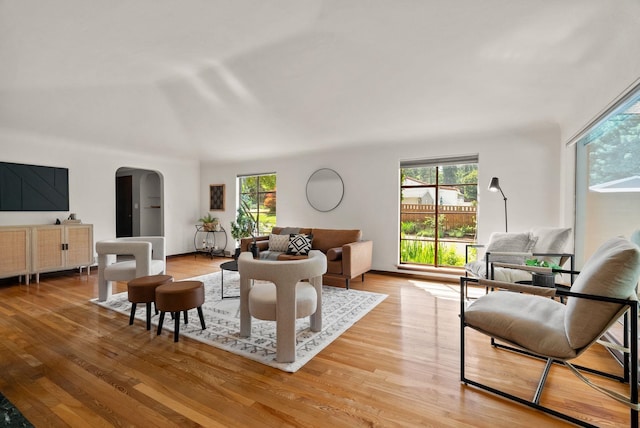 1827 S Arthur St, Spokane, WA 99203 - living area with light wood finished floors and arched walkways
