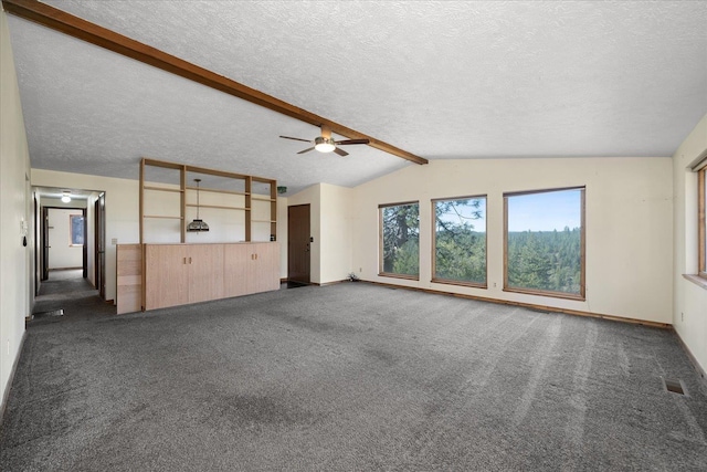 5919 E Grouse Rd, Chattaroy, WA 99003 - unfurnished living room featuring a ceiling fan, carpet flooring, and a textured ceiling