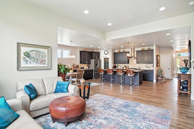 2630 S Fairmont Estates Ct, Greenacres, WA 99016 - living room with light wood-type flooring and recessed lighting
