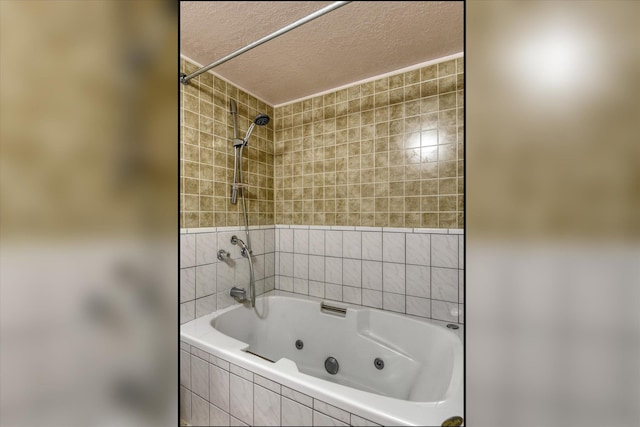 8410 N Pine Meadows Ln, Nine Mile Falls, WA 99026 - bathroom with a textured ceiling and a combined bath / shower with jetted tub