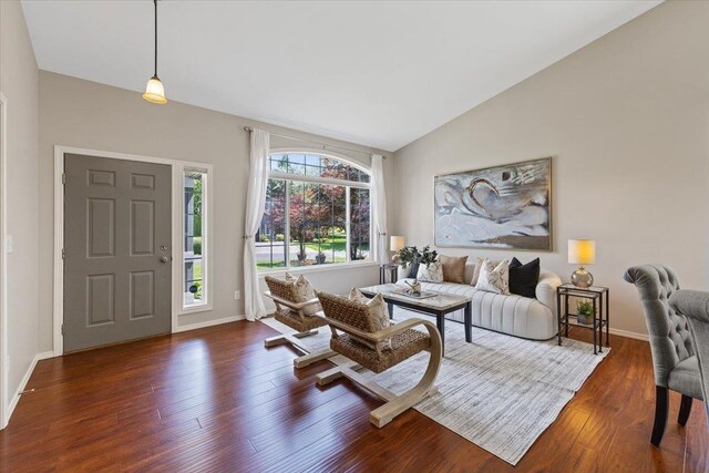 4216 S Tenfel Ln, Spokane, WA 99223 - living room with wood finished floors and lofted ceiling