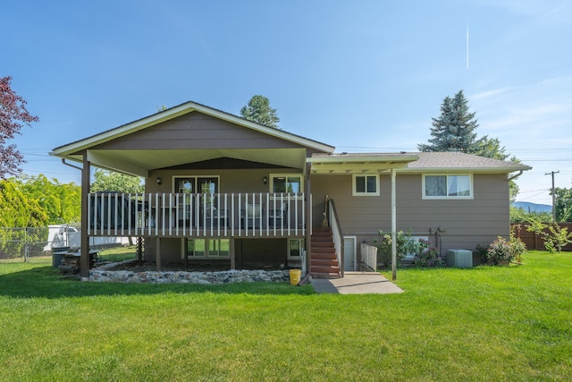 12925 E Valleyway Ave, Spokane Valley, WA 99216 - rear view of property with stairway and a wooden deck