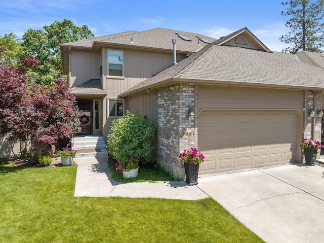 3001 S Winthrop Ln, Spokane, WA 99203 - view of front of home featuring a garage, driveway, a shingled roof, and a front lawn