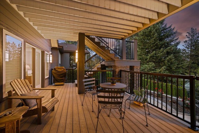 2605 S Cherrytree Ln, Spokane, WA 99203 - deck at dusk featuring stairs