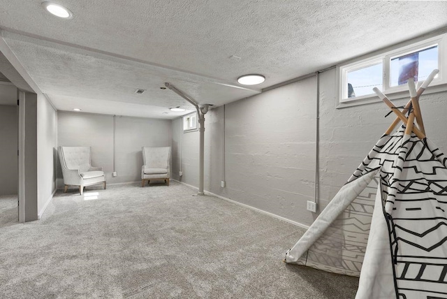 5130 N Stevens St, Spokane, WA 99205 - below grade area featuring carpet flooring and a textured ceiling