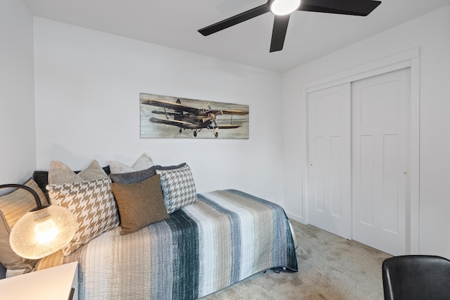 2009 W 9th Ave, Spokane, WA 99204 - bedroom with carpet floors, a closet, and ceiling fan