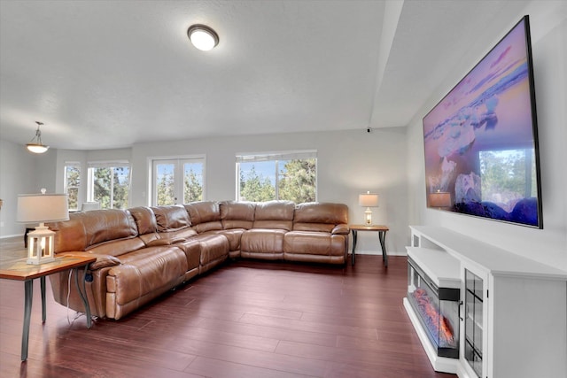 5818 S Abbott Rd, Spokane, WA 99224 - living room with dark wood-type flooring and a fireplace