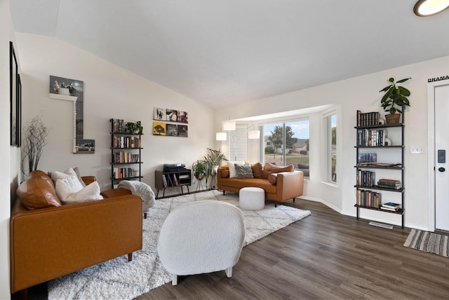 3205 S Mcdonald St, Spokane Valley, WA 99206 - living room featuring lofted ceiling and dark wood finished floors