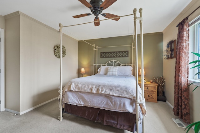 6709 S Moran View St, Spokane, WA 99224 - bedroom featuring carpet, a ceiling fan, and ornamental molding