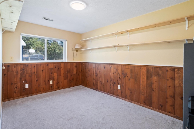 4129 E 32nd Ave, Spokane, WA 99223 - carpeted empty room featuring wainscoting and wood walls