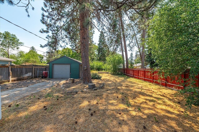 3829 W Broad Ave, Spokane, WA 99205 - fenced backyard featuring driveway, an outbuilding, and a garage