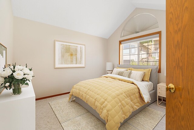 2106 E Turnberry Ln, Spokane, WA 99223 - carpeted bedroom featuring vaulted ceiling and baseboards