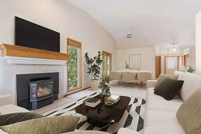 2106 E Turnberry Ln, Spokane, WA 99223 - living area with vaulted ceiling and ceiling fan
