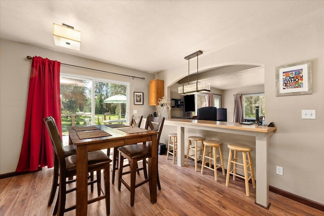 1481 Northshore Diamond Lake Rd, Newport, WA 99156 - dining area featuring arched walkways and wood finished floors