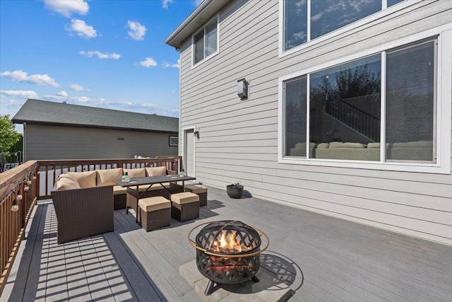 4213 S Cook St, Spokane, WA 99223 - wooden deck with an outdoor living space with a fire pit