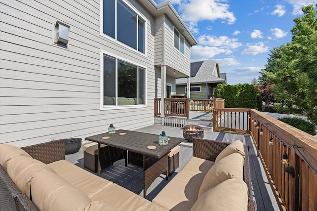 4213 S Cook St, Spokane, WA 99223 - wooden terrace with an outdoor living space with a fire pit and outdoor dining space