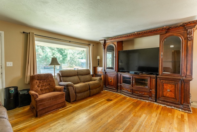 5711 N Ash St, Spokane, WA 99205 - living area with light wood-type flooring and a textured ceiling