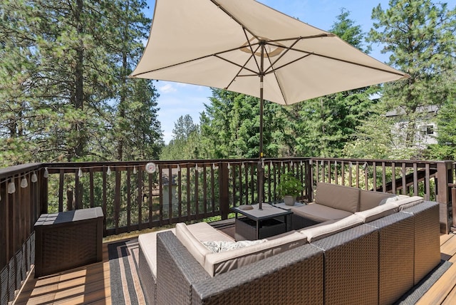 4812 S Wildwood Ln, Spokane, WA 99206 - wooden terrace featuring an outdoor hangout area